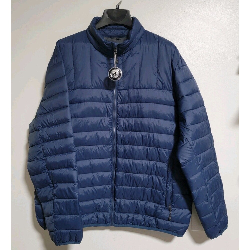 SWISSTECH Men’s Quilted Blue Lightweight Puffer Coat Full Zip Jacket Size Large